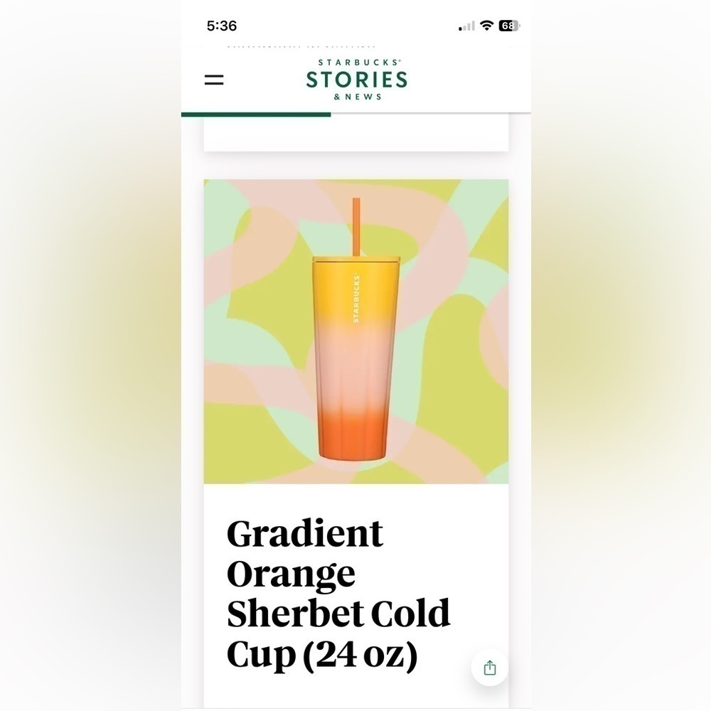 Starbucks 2024 Spring Gradient Orange Sherbet Cold Cup. NWT. Halloween too! - Picture 8 of 8